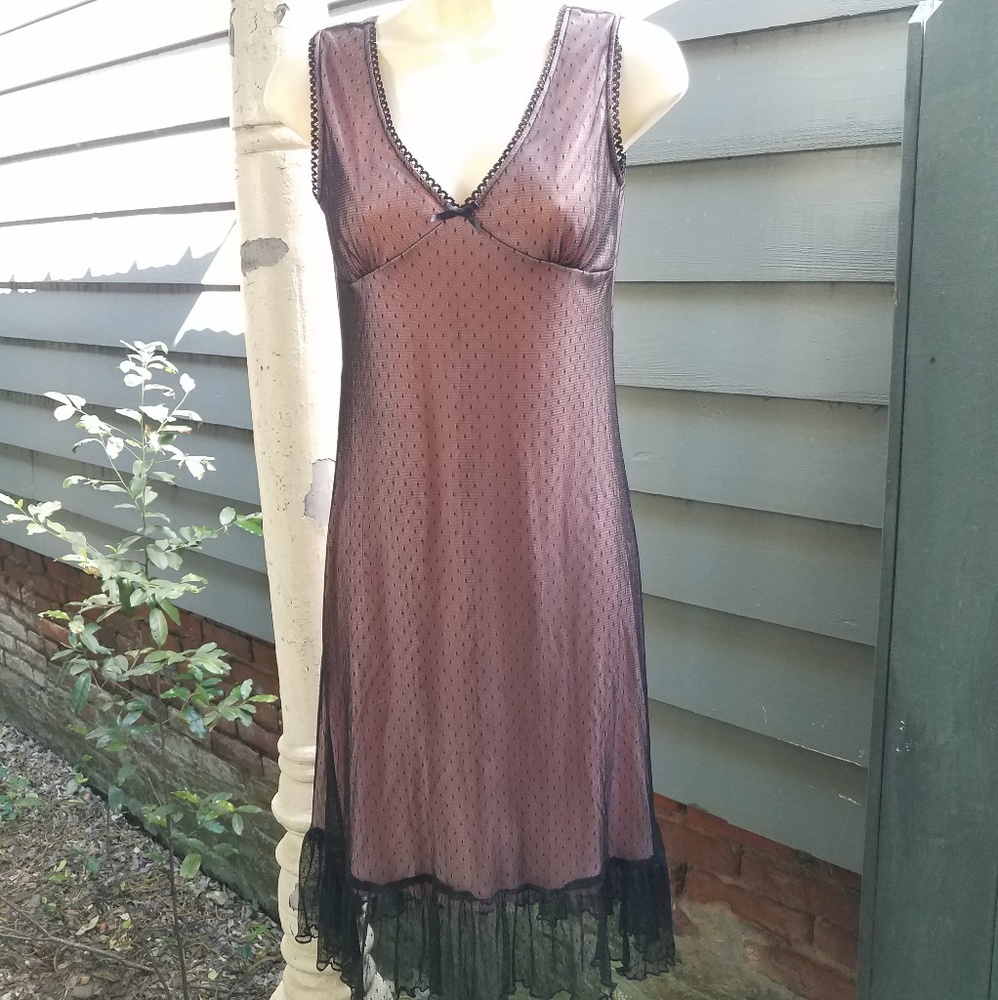 Gorgeous pink and black stretchy slip dress sz S